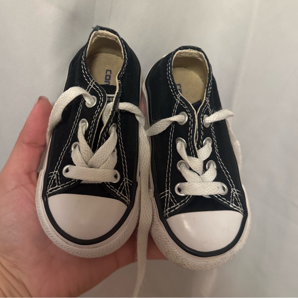 Converse Kids Black Canvas Low-Top Sneakers with White Accents